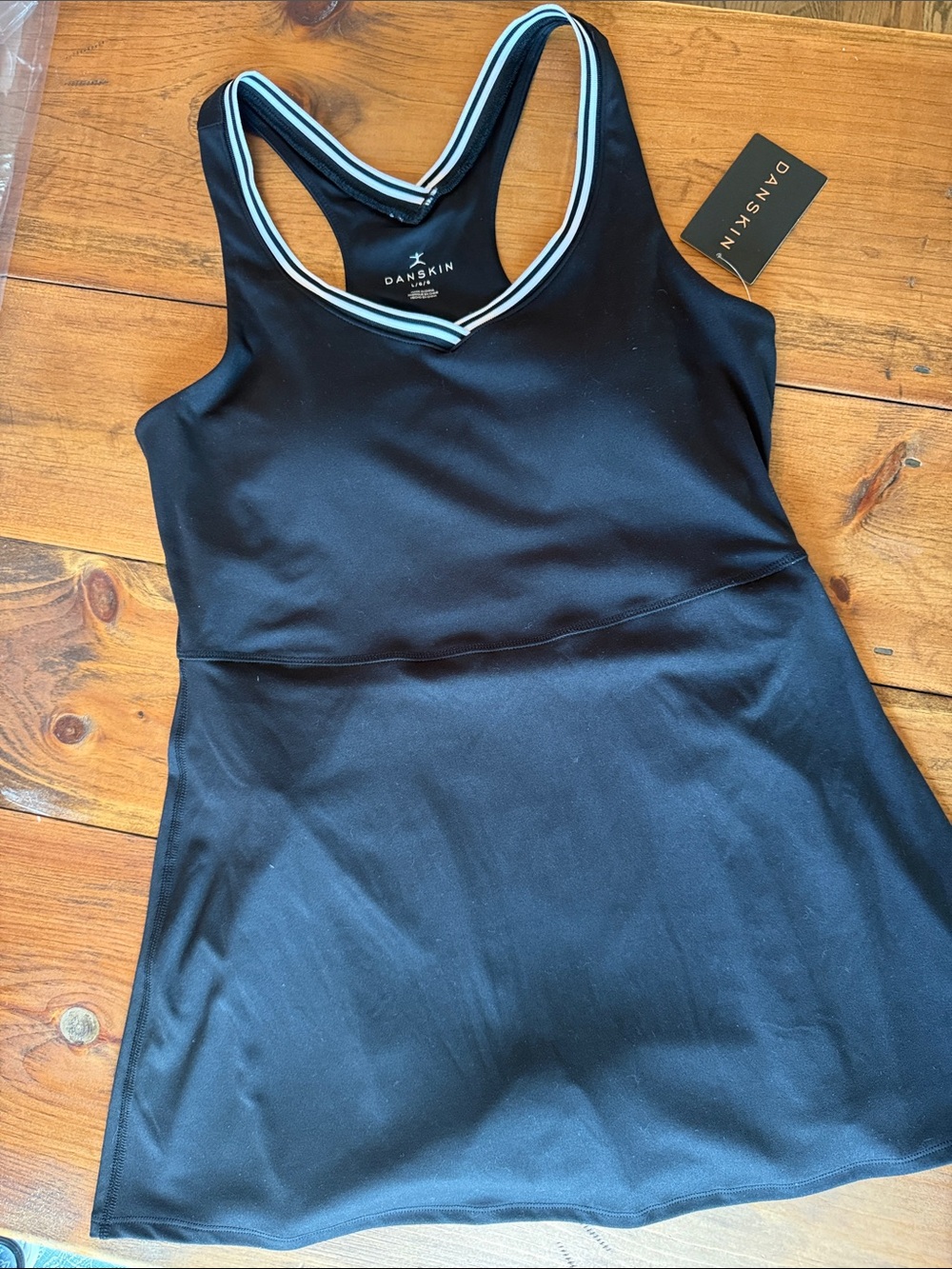 Danskin Black Racerback Tank with White Trim